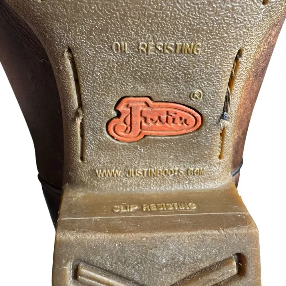 Justin Men's Dierks Dusk Brown Pull-On Western Boots 2570 Ranch Rodeo Size 11D